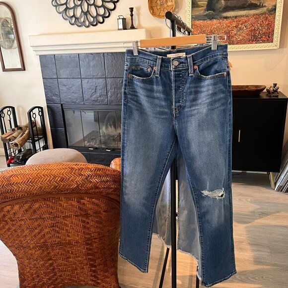 Levis Jeans Womens Size 28 Wedgie Straight Medium Wash Button Fly Stretch - Picture 16 of 16